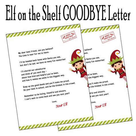Elf On The Shelf Goodbye Letter Printables 4 Mom