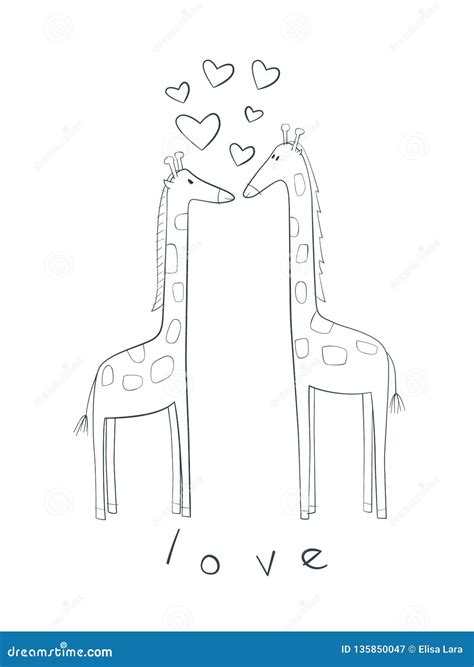Cute Illustration Of Giraffes In Love Stock Vector Illustration Of