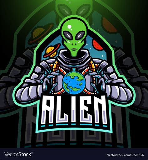 Alien Esport Mascot Logo Design Royalty Free Vector Image