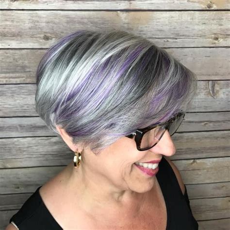 Fancy pink highlights underneath hair. Short gray hair with purple highlights | Hair Colors Ideas ...
