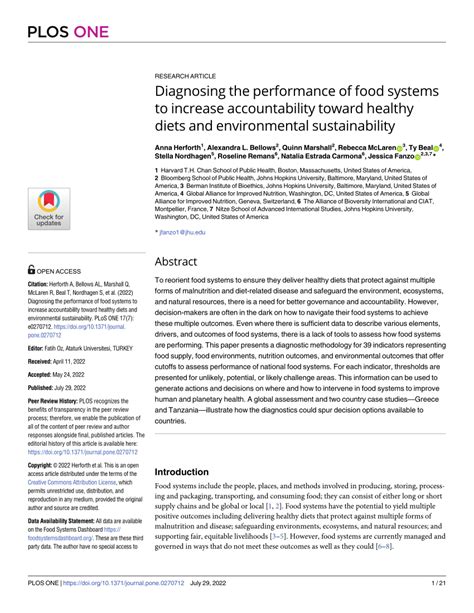 Pdf Diagnosing The Performance Of Food Systems To Increase