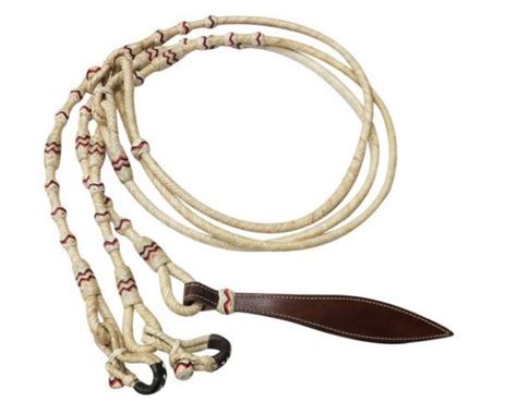 Showman Braided Natural Rawhide Romal Reins With Leather Popper