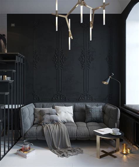 28 Ideas For Black Wall Interior Styling