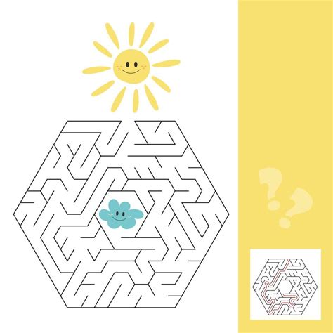 Sun And Cloud Labyrinth Maze For Children Search Hidden Way