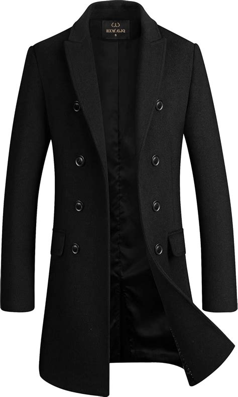 men s premium wool blend double breasted long pea coat amazon ca clothing and accessories