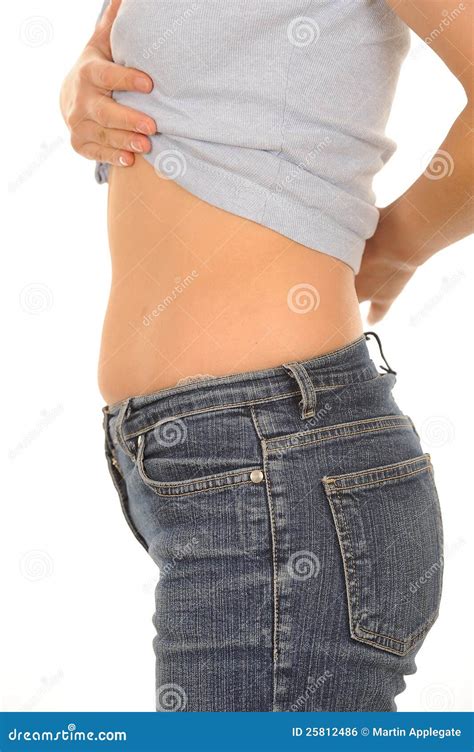 Slim Woman Showing Stomach Stock Photo Image Of Side 25812486