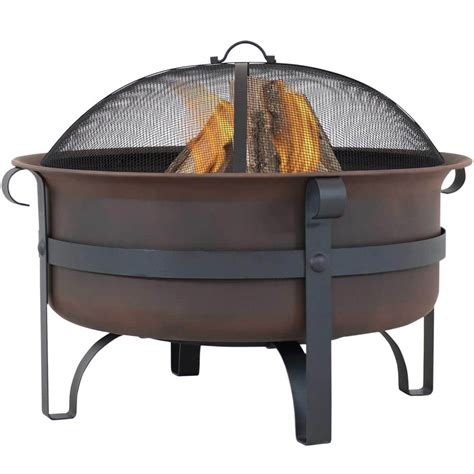 Sunnydaze Decor 29 In Round Steel Wood Burning Fire Pit With Cauldron