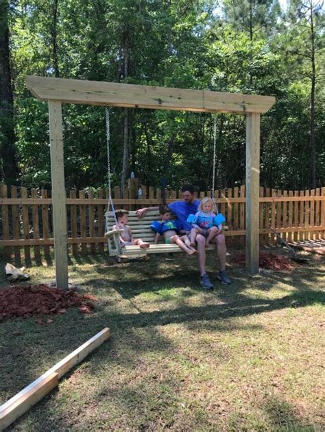 Used these to attach 6x6 posts on deck to a 6x12 18 foot beam. How to Build a DIY Backyard Swing | Backyard swings, Diy ...
