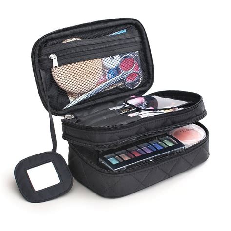 Monstina Cosmetics Bagdouble Layer Makeup Bag With Mirror Brush Bags Travel Organizer