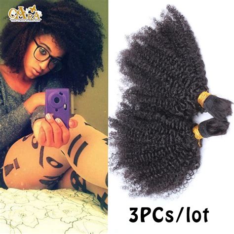 6a afro kinky curly braiding human hair bulk 3pcs lot bulk hair for braiding no attachment