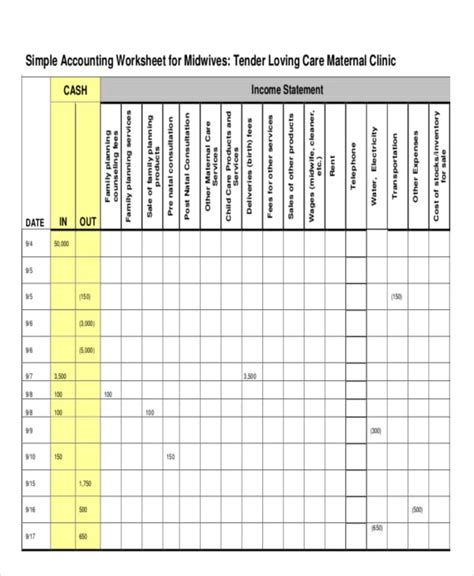 Download Sample Worksheet In Accounting Png