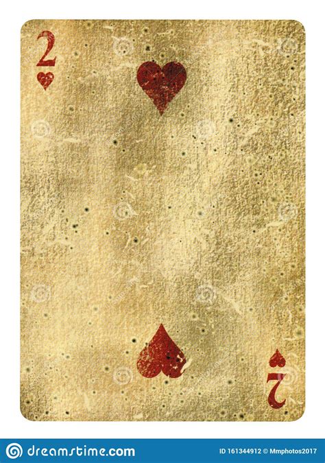 Two Of Hearts Vintage Playing Card Isolated On White Stock Photo