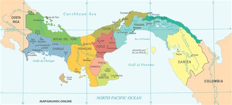 ⊛ Mapa De Panamá 🥇 Político And Físico Para Imprimir Colorear 2022