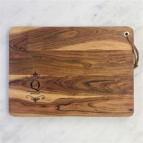 Acacia Cutting Board Engraved With Last Name And Initial