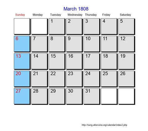 March 1808 Roman Catholic Saints Calendar