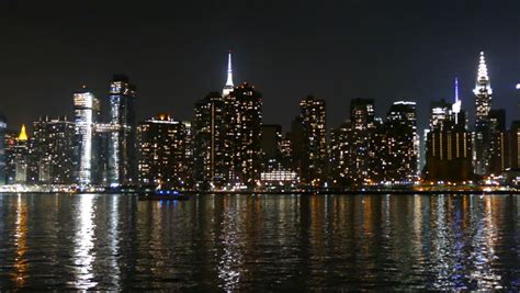 Manhattan Skyline And East River At Night View From Long Island City