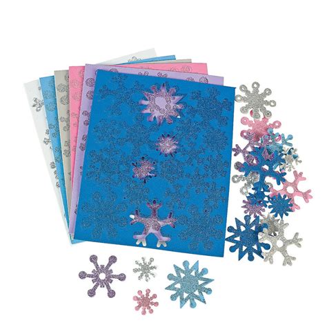 Adhesive Glitter Foam Snowflake Shapes Craft Supplies 500 Pieces