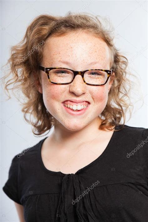 Happy Funny Teenage Girl With Curly Blonde Hair — Stock Photo