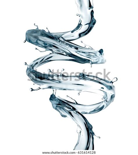 3d Render Digital Illustration Water Spiral Jet Clear Splash Liquid