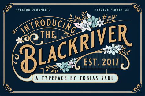 Blackriver Font Ornaments Rótulos Vintage Cartazes Vintage Rótulos
