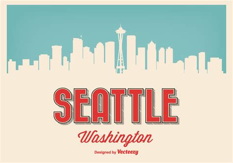 Seattle Washington Retro Illustration Download Free Vector Art Stock