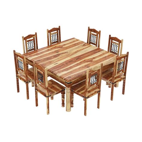 Copeland furniture entwine round dining table from $1,718.00. Peoria Solid Wood Large Square Dining Table & Chair Set For 8 People