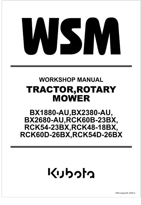 Kubota Tractor Bx1800 Bx2200 Workshop Service Manual