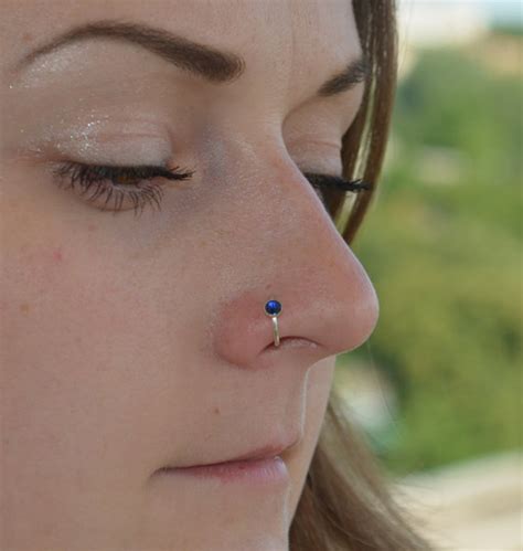 Nose Ring Nose Piercing Nose Hoop With Sapphire Nose Ring Etsy