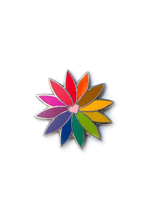 Rainbow Flower In Pink Enamel Pin Alison Glass