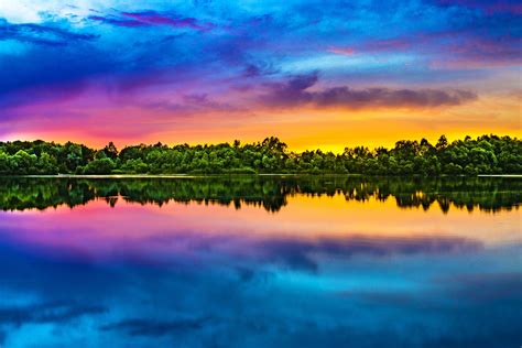 Evening Sky Wallpaper 4k Multicolor Colorful Lake Reflection Sunset