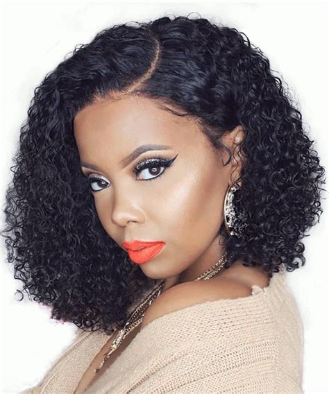 Natural curly human hair wigs for black women t part lace front wigs human hair 14 inch ear to ear middle part lace wigs with baby hair pre plucked 150 density (natural black) 14 inch (pack of 1) 3.9 out of 5 stars 347. Msbuy 13x6 Lace Front Bob Wigs 150% Density Curly Human ...