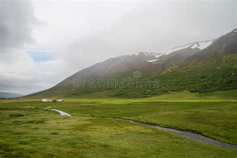 Icelandic Green Landscape With River Stock Image Image Of Scenic