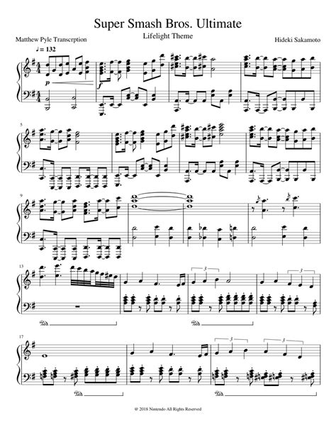 Super Smash Bros Ultimate Lifelight Theme Sheet Music For Piano