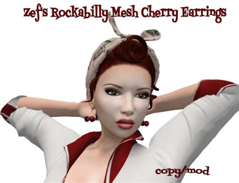Second Life Marketplace Zefs Rockabilly Mesh Cherry Earrings