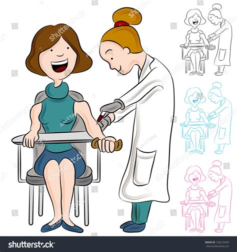 An Image Of A Woman Taking A Blood Test Stock Vector Illustration