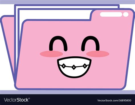 Kawaii Cute Funny Folder File Royalty Free Vector Image