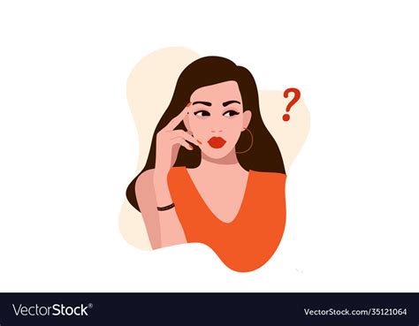 Thinking Girl Beautiful Face With Question Mark Vector Image