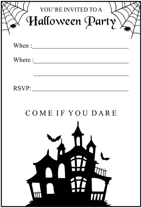 Free Printable Halloween Invitations Black White Printable Templates