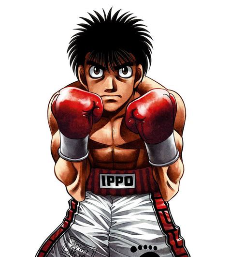 An Anime Character With Boxing Gloves On His Chest And One Hand Up To