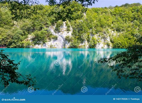 Turquoise Waters Of Plitvice Lakes National Park In Croatia Stock Photo
