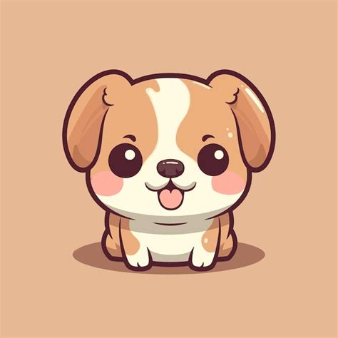 Leuke Chibi Hond Kawaii Illustratie Premium Vector