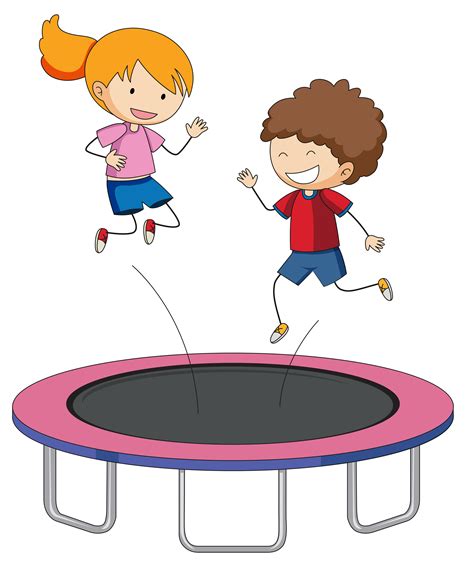 Children Jumping On Trampoline 431904 Vector Art At Vecteezy