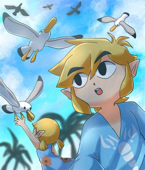 Legend Of Zelda Wind Waker Art Toon Link And Little Sister Aryll Outset Island Life Rai 8ya