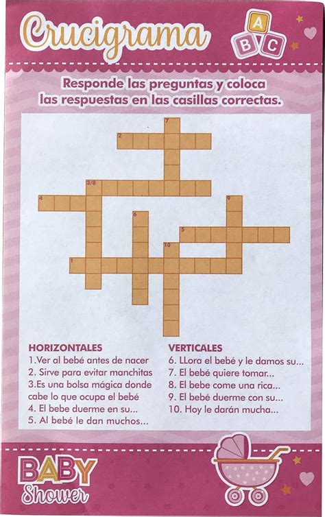 Juegos Para Baby Shower Crucigrama Con Respuestas Crucigramas En