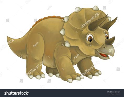 Cartoon Happy Funny Dinosaur Triceratops Stock Illustration 661590721