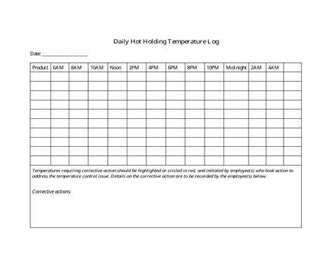 Nova Scotia Canada Daily Hot Holding Temperature Log Fill Out Sign Online And Download PDF