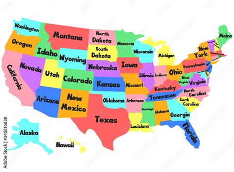 Vector Children Map Of The United States Of America Hand Drawn
