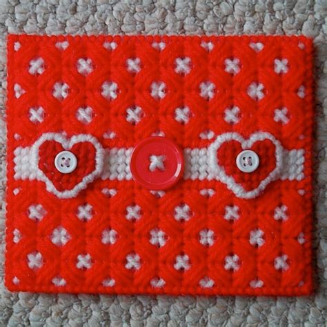 Plastic Canvas Hearts And Buttons Napkin Holder Covers Etsy Uk