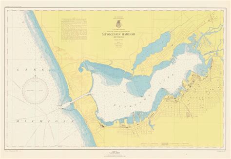 Lake Michigan Muskegon Harbor Map 1947 Nautical Chart Prints
