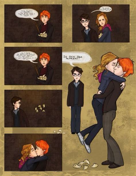 Ron And Hermiones First Kiss Harry Potter Ron And Hermione Harry